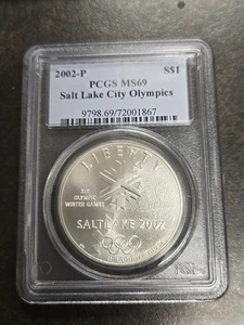 2002 P Salt Lake City Olympics Commemorative Silver Dollar PCGS MS69 MS 69 - Picture 1 of 4