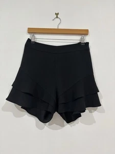 Forever New shorts womens size 10 black double ruffle hem - Picture 1 of 10