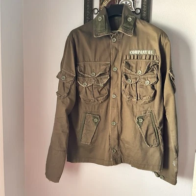 Chaqueta militar vintage Company 81 para hombre XL verde destrozada paquete de carga Foto 1 de 4