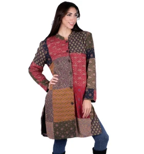 Nwt SACRED THREADS hippy floral boho pocket patch cotton lined JACKET COAT TOP L - Picture 1 of 9