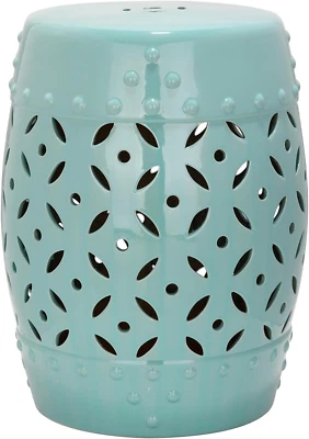 ACS4510C Lattice Coin Ceramic Decorative Garden Stool, 0, Robins Egg Blue - Image 1 of 4