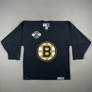 Camiseta deportiva de hockey de colección CCM Boston Bruins para hombre grande centro tejido aire hielo negra años 90 usada en excelente estado - Imagen 1 de 11