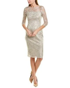 Tahari Size 10 Champagne Lace Sheath Dress Msrp $158.00 - Picture 1 of 2