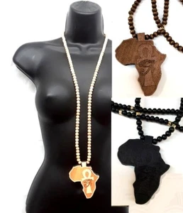 Ankh Cross Egyptian Africa Eye Horus Hip Hop Long Wood Bead Necklace Wooden - Picture 1 of 1