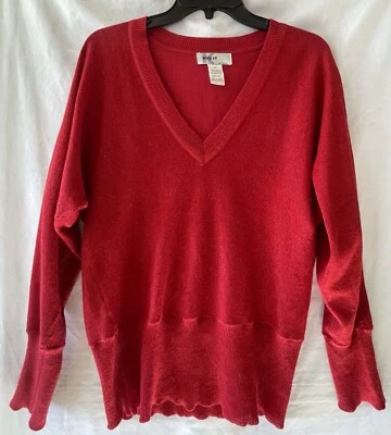 KIKIT SUÉTER DE PUNTO ROJO HILOS METÁLICOS ROJOS, CUELLO EN V, ALGODÓN RAMIE, USADO EN EXCELENTE ESTADO Foto 1 de 4