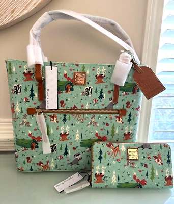 DISNEY DOONEY & BOURKE WOODLAND BAMBI AND FRIENDS SHOPPER TOTE AND WALLET NWT - Image 1 of 4