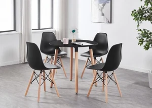 Halo Mesa Redonda & Eiffel Silla Comedor Eiffel Inspirado Retro Conjunto De 4 - Imagen 1 de 11