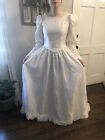 Vtg 90s Or 80s Handmade Wedding Dress Puff Long Sleeve White bow W/ Train