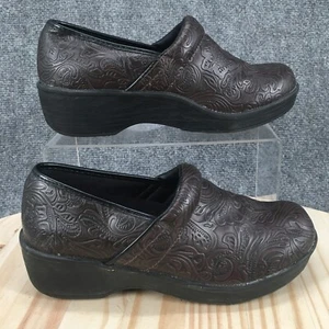 SafeT Step Comfort Shoes Womens 7 Clogs Heels Casual Brown Faux Leather Slip On - Picture 1 of 17