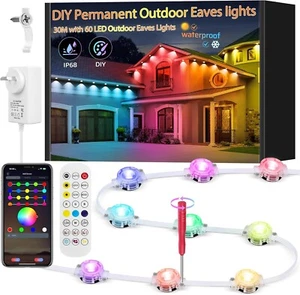 Permanent Outdoor Lights, Smart RGB Outdoor Lights,30M with 60 LED Eaves Lights, - Picture 1 of 5