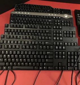 LOT OF 5 - BLACK DELL USB KEYBOARDS (MIXED STYLES/MODELS) - Picture 1 of 5