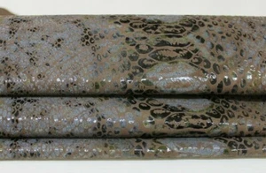 PYTHON SNAKE GREY BROWN BLUE Goatskin leather skin hide 7sqf 0.7mm #A6882 - Picture 1 of 8