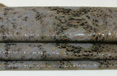 PYTHON SNAKE GREY BROWN BLUE Goatskin leather skin hide 7sqf 0.7mm #A6882 - Image 1 of 4