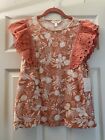 NWT LC Lauren Conrad Eyelet Ruffle Top “Fruit Salad Pink” Size Small