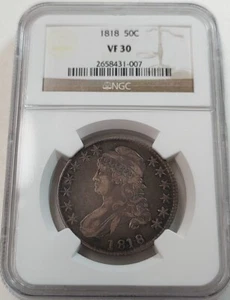 1818 Capped Bust Half Dollar NGC VF30 Beautifully Toning! #2658431-007 - Picture 1 of 7