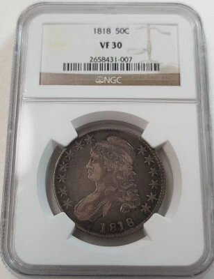1818 Capped Bust Half Dollar NGC VF30 Beautifully Toning! #2658431-007 - Image 1 of 4