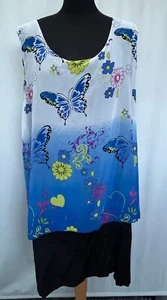 Women's Size 22 Butterfly Print Chiffon Sleeveless Dress - Picture 1 of 8