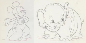 RARO DISNEY ELEPHANT MICKEY MOUSE 1936 PRODUCCIÓN ORIGINAL ANIMACIÓN DIBUJO CEL - Imagen 1 de 6