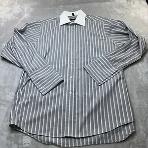 Donald J Trump Shirt Mens Large L Gray Striped French Flip Cuff Casual Dress* - Picture 1 of 13
