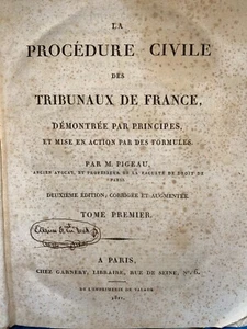 Pigeau La procédure civile des tribunaux de France tome premier 1811 - Picture 1 of 3