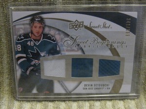 2007 Upper Deck Sweet Shot Beginnings Jersey /599 Devin Setoguchi #156 Rookie RC