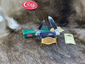 2004 Case Mint Set Canoe Knife With Jigged Blue Handles Mint In Box - SN#153 63B