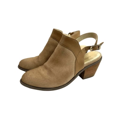 Шоколадный синий Abis замши без спинки ботинок размер 6,5 желтовато-коричневый богемное вестерн шик - Изображение 1 из 4