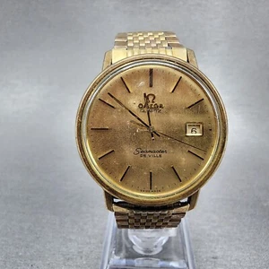 Reloj Omega Seamaster De Ville para hombre 35 mm esfera dorada relleno de oro 196.0075 PIEZAS - Imagen 1 de 14