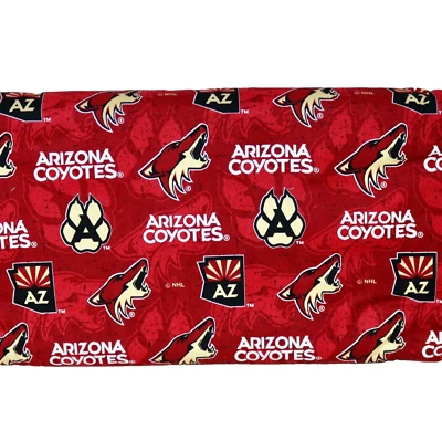 Arizona Coyote ~ Logo On Logo Pattern NHL Cotton Fabric 1/4 Yard 9” X 44” - Image 1 of 4