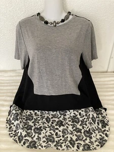 Thakoon Women's  Grey  Black  And Floral Mixed Medium Blouse Top - Picture 1 of 8