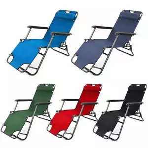 Outdoor Folding Chair Sun Lounger Recliner Beach Chair Garden Patio Camping - Picture 1 of 6