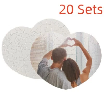 20Pcs White Sublimation Puzzle Craft Heart Shaped Blank Pearly Jigsaw Puzzle New - Image 1 of 4