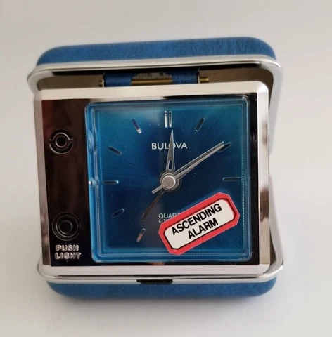 Bulova Lite-Alarm Travel Alarm Clock Contra Costa County Emblem with Ruby- Works Cover