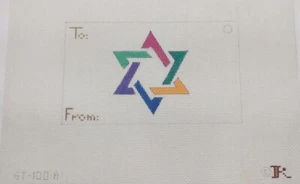 Renaissance Designs needlepoint handpaint canvas Star of David Gift Tag GT100-A - Picture 1 of 6