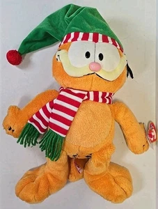 Ty Beanie Buddies 2006 CHRISTMAS GARFIELD Striped Elf Hat & Scarf New With Tags  - Picture 1 of 20