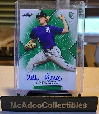2021 LEAF PERFECT GAME GREEN ANDREW BEHNKE PAPER RC AUTO # 1/1 - Image 1 of 2