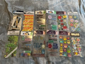 Sticko Scrapbook Stickers 12 Pack Lot NEW Owls Flowers Tools B-day Trees - Picture 1 of 9