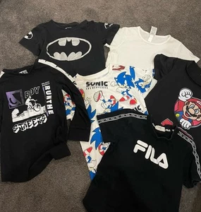 Boys Bundle Of 6 Tshirts Size 5 Fila, Bad Boy, Mario Bros, Sonic, Bonds, Batman - Picture 1 of 8