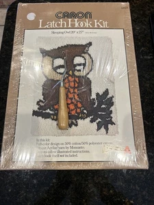 Vintage 1977 Caron Sleeping Owl Latch Hook Rug Kit NIB 3062/1 - Picture 1 of 4