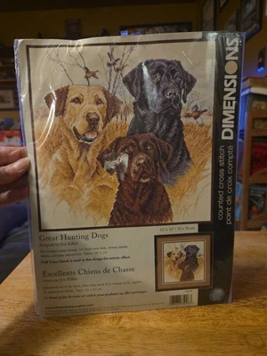 Kit de punto de cruz Dimensions Great Hunting Dogs NUEVO Retrievers Patos Negro Dorado Foto 1 de 4