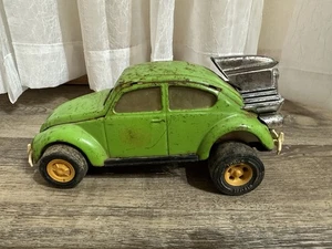 Vintage Tonka Volkswagen Super Beetle Lime Green Needs TLC Pressed Metal Toy - Picture 1 of 14