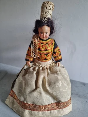 Poupée ancienne Le Minor folklorique THUMETTE de Pont-L'Abbé Bretagne 16 cm - Photo 1/4