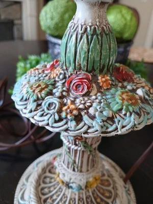 Gorgeous Boudoir lamp - 1920s - French Barbola Iron Cast Metal Floral - Image 1 of 4