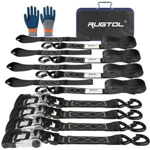 Ratchet Straps, (4-Pack) 1.5 Inch x 16 FT Tie Down Straps Ratchet + (4-Pack) ... - Picture 1 of 7