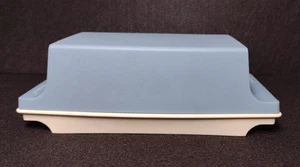 Vtg Tupperware 2 Stick Butter Dish/Keeper 1512-1 Almond & Lid 1511-4  Blue - Picture 1 of 7