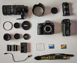 Nikon D810 Full Frame DSLR + 50mm f1.8 + 70-200mm f2.8 VR II Lens Kit + Grip + C - Picture 1 of 22