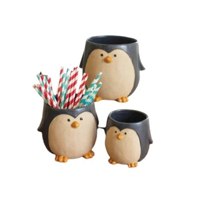 Ceramic Penguin Set of 3 Containers Planters - Image 1 of 2