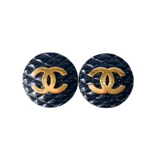 CHANEL CC Logo Schwarz & Gold Ohrringe - Bild 1 von 5