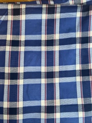 8+ Yds X 44” Plaid Fabric Material Blue Red White Cotton Vintage - Image 1 of 3