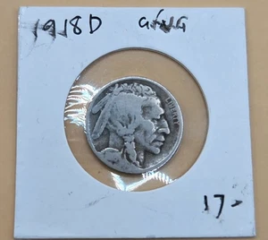 YY215-03 1918 D Buffalo Nickel 5 Cent Piece- Denver, VG/Fine Details Better Date - Picture 1 of 3